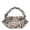 Ganni Mini Bou Animalier Handbag In Brown