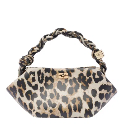 Ganni Mini Bou Animalier Handbag In Brown