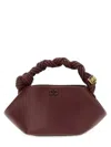 Ganni Bou Red Handbag With Butterfly Logo And Hand-braided Strands In Leather Woman In Burgundy