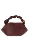 Ganni Bou Red Handbag With Butterfly Logo And Hand-braided Strands In Leather Woman In Burgundy