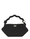 Ganni Womens Black Hobo Mini Faux-leather Hobo Bag In Black
