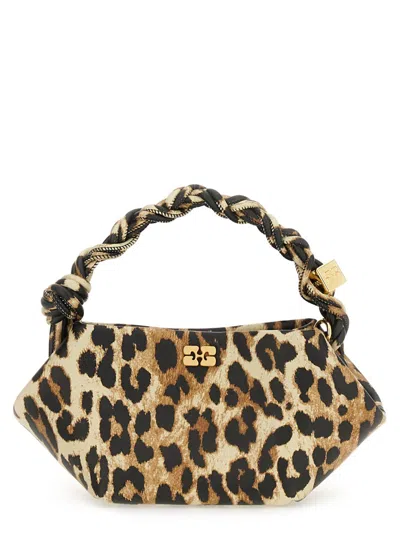 Ganni Leopard Small Bou Bag In Animal Print