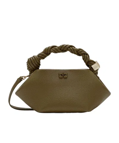 Ganni Mini Bou Bag In Green Grained