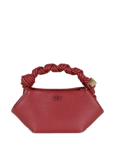 Ganni Mini Bou Braided-handle Tote Bag In Red