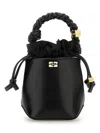 Ganni Bou Bucket Mini Crinkle Oleatex Handbags Black