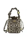 Ganni Bou Mini Python-effect Grained Leather Bucket Bag