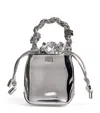 Ganni Mini Bou Twisted-handle Bucket Bag In Silver