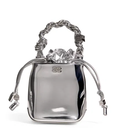 Ganni Mini Bou Bucket Bag In Silver