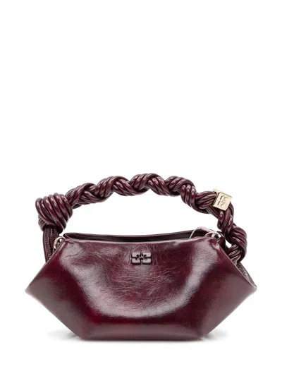 Ganni Mini Bou Deep Shine Bag In Burgundy