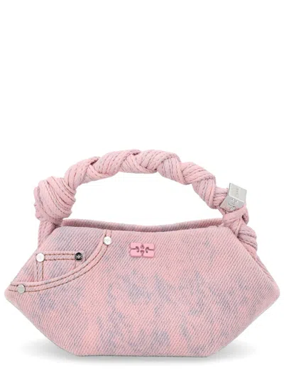Ganni Mini Bou Denim Handbag In Pink