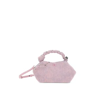 Ganni Mini Bou Denim Tote Bag In Pink