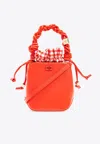 Ganni Mini Bou Gingham Bucket Bag In Red