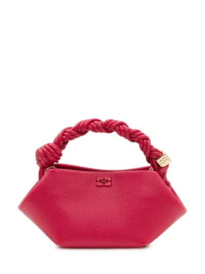 Ganni Mini Bou Grainy Leather Handbag In Black