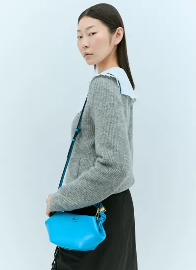 Ganni Bou Braided-handle Mini Bag In Blue