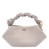 Ganni Mini Bou Recycled Leather Bag In Gray