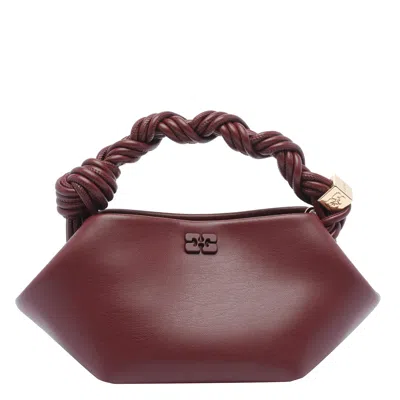 Ganni Mini Bou Handbag In Burgundy