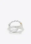 Ganni Mini Bou Metallic Top Handle Bag In Silver