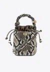 Ganni Mini Bou Snakeskin Print Bucket Bag In Brown