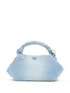 Ganni Mini Bou Leather Top Handle Bag In Blue