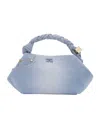 Ganni Mini Bou Leather Top Handle Bag In Blue