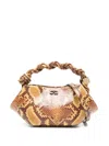 Ganni Womens Bou Mini Snake-print Leather-blend Top-handle Bag Buckthorn Brown In Yellow