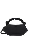 Ganni Mini Bou Twisted-handle Tote Bag In Black