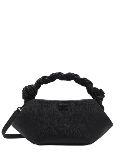 Ganni Mini Bou Twisted-handle Tote Bag In Black