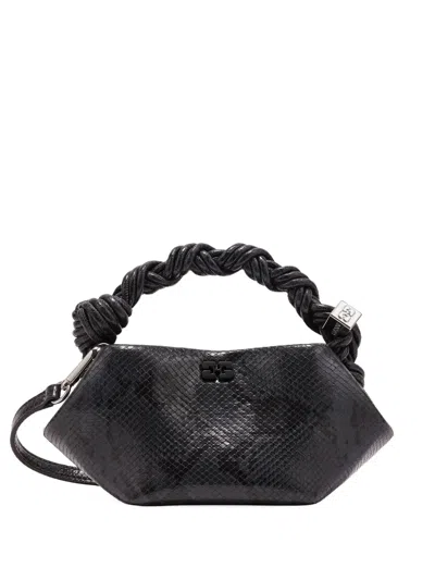 Ganni Mini Bou Twisted-handle Tote Bag In Black