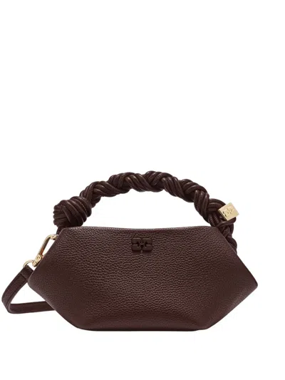 Ganni Mini Bou Twisted-handle Tote Bag In Brown