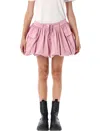 Ganni Bubble Flared Cotton Skirt With Drawstring Waist In Pink