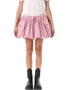 Ganni Bubble Flared Cotton Skirt With Drawstring Waist In Pink