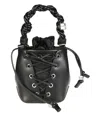 Ganni Mini Bucket Bag With Braided Handle In Black