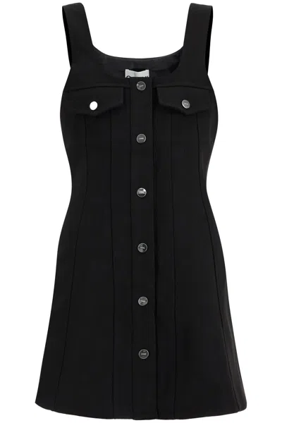 Ganni Mini Crepe Dress In Seven In Black (black)