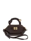 Ganni Mini Crocodile-embossed Tote Bag In Brown