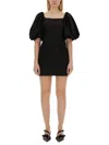 Ganni Cotton Poplin Puff Sleeve Mini Dress