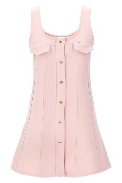 Ganni Women's Heavy Fleece Mini Dress In Pink