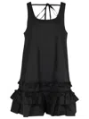 Ganni Ruffle Sleeveless Square Neck Mini Dress