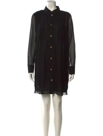 Pre-owned Ganni Mini Dress In Black