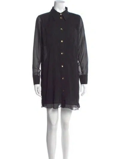 Pre-owned Ganni Mini Dress In Black