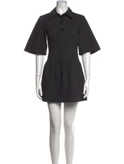 Pre-owned Ganni Mini Dress In Black