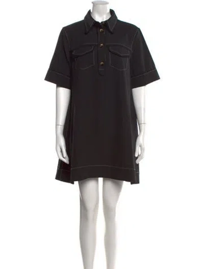 Pre-owned Ganni Mini Dress In Black