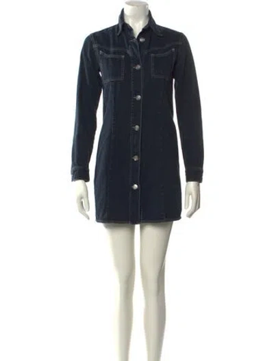 Pre-owned Ganni Mini Dress In Blue