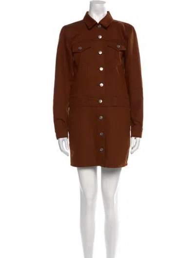 Pre-owned Ganni Mini Dress In Brown