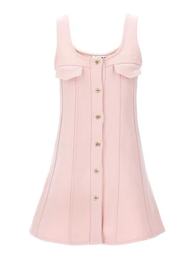 Ganni Vestido Corto In Color Carne Y Neutral