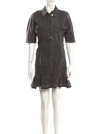 Pre-owned Ganni Mini Dress In Gray