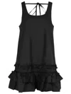 Ganni Ruffle Sleeveless Square Neck Mini Dress