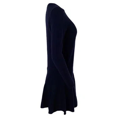 Ganni Mini Dress In Navy Blue Merino Wool