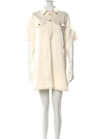 Pre-owned Ganni Mini Dress In Neutral