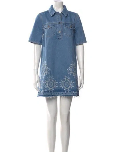 Pre-owned Ganni Mini Dress W/ Tags In Blue