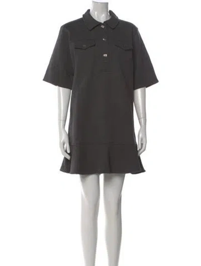 Pre-owned Ganni Mini Dress W/ Tags In Gray